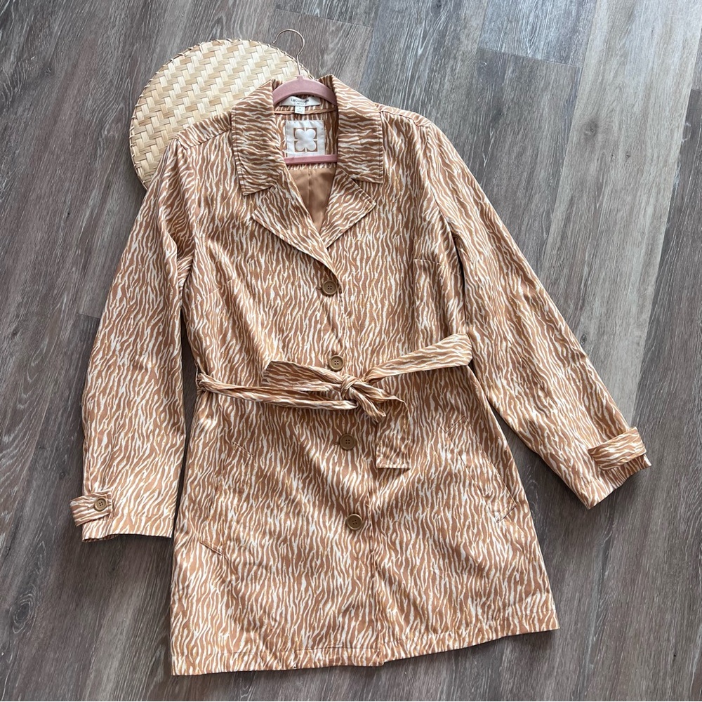 Liz Claiborne zebra tiger‎ printed trench coat NEW